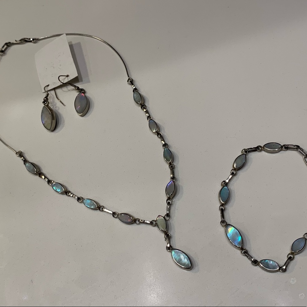 Necklace, bracelet, and earrings set